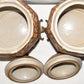 Pr Mid 20th Century Asian Crackle Glaze Ginger Jars on Brass Bases Floral Motif