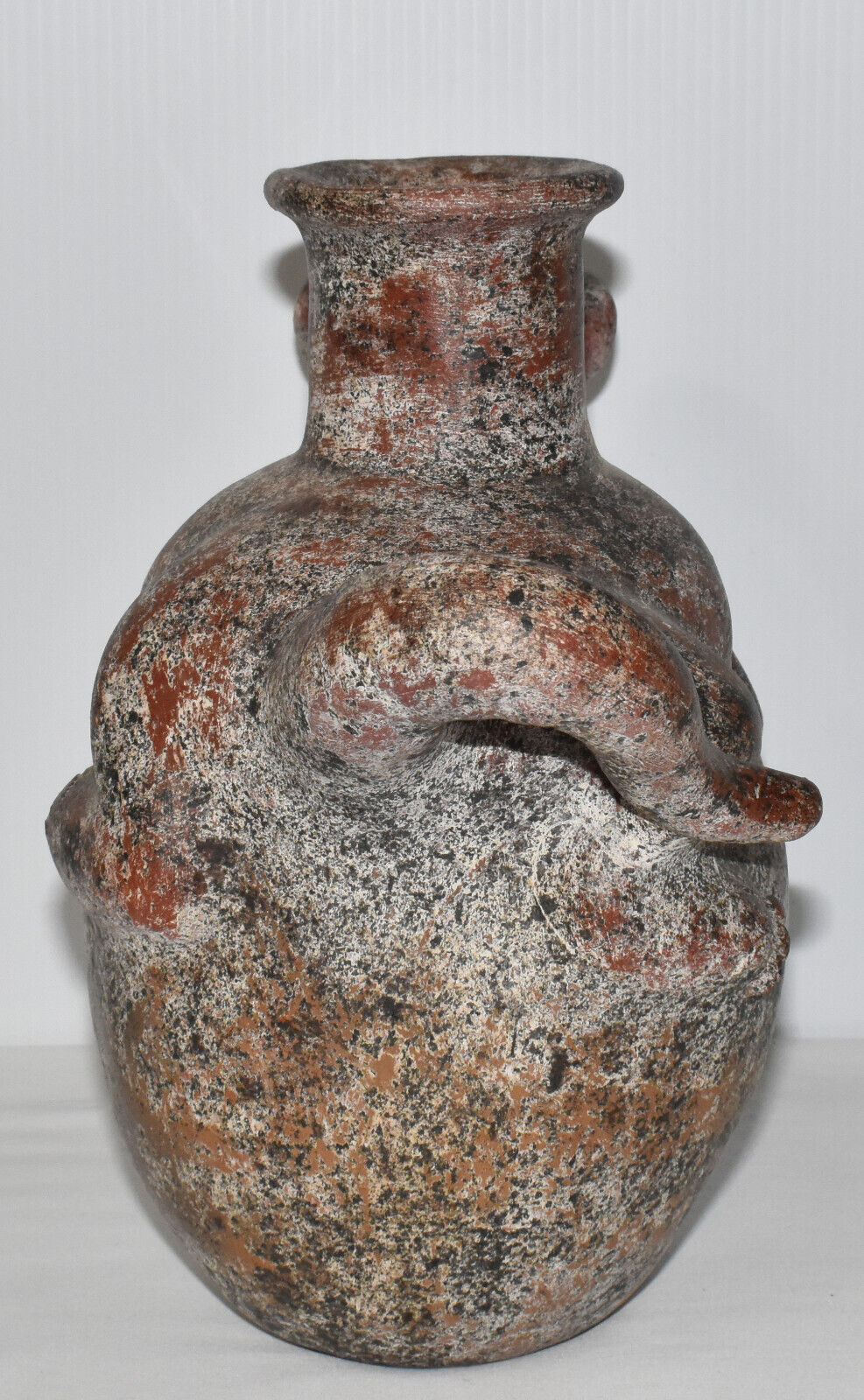 Early 20th Century Colima Dog Effigy Vessel Lrg Hand Molded Pottery Jug w Spout
