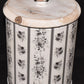 Gray White Floral & Stripe Lidded Canisters Set of 3 Metal & Wood Canisters New