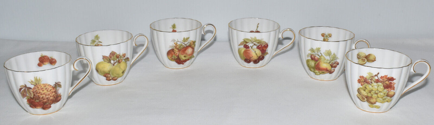Vintage Royal Tuscan Fine Bone China Teacups Tea Cups w Fruit Nut Motif England