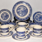 Vintage Blue Willow China Dinnerware 24pcs Service for 4 Blue & White Dishes Set 3