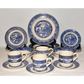 Vintage Blue Willow China Dinnerware 24pcs Service for 4 Blue & White Dishes Set 3