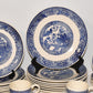 Vintage Blue Willow China Dinnerware 31pcs Service for 6 Blue & White Dishes Set 2