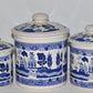 Vintage Blue Willow Transferware 3 Piece Canister Set Blue White Ceramic Canisters
