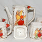 Vintage Japan 5pc Tea Set Teapot & Cups Mid Century Porcelain Fruit Theme Tea Set