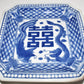 Vintage Chinese Double Happiness Plate/Bowl with Dragon Phoenix & Insects Blue White