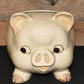 Vintage OMC Japan Porcelain Pig Planter 10" Swine Planter Jardiniere Open Canister