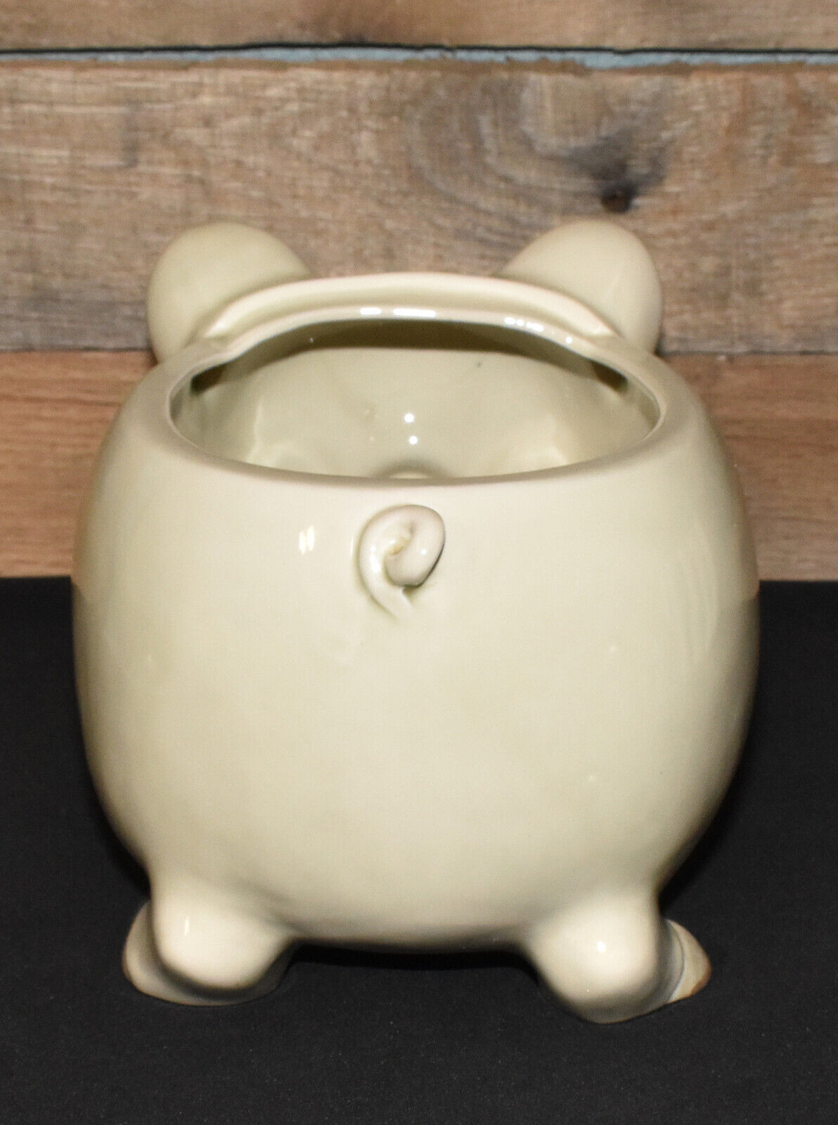 Vintage OMC Japan Porcelain Pig Planter 10" Swine Planter Jardiniere Open Canister