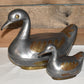 Vintage Hong Kong Duck Trinket Boxes Pewter with Brass Overlay Set of 2 Metal Boxes