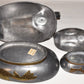 Vintage Hong Kong Duck Trinket Boxes Pewter with Brass Overlay Set of 2 Metal Boxes