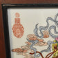 Vintage Chinese Framed Porcelain Tile Painting Hand Painted Textured Art 18" x 14.5"