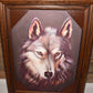 Vintage 3D Lenticular Print of Wolf in Screened Shadowbox Wooden Frame 20" x 16"