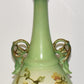 Antique 19C La Belle China Vase Tall 15.5" Green Vase w Flowers Wheeling Pottery