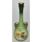 Antique 19C La Belle China Vase Tall 15.5" Green Vase w Flowers Wheeling Pottery