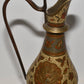 Vintage Etched Brass Pitcher Ewer Peacock & Floral Motif Lg Serpent Handle India