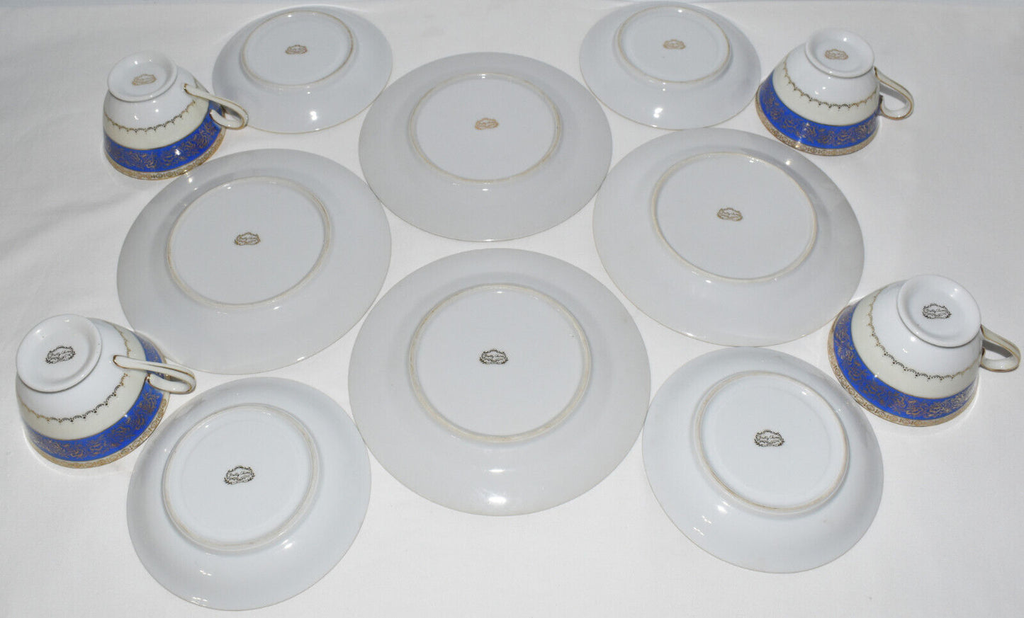 Rare Antique Porcelain Plates Teacups & Saucers 12pc Set Marked "Pretty China"