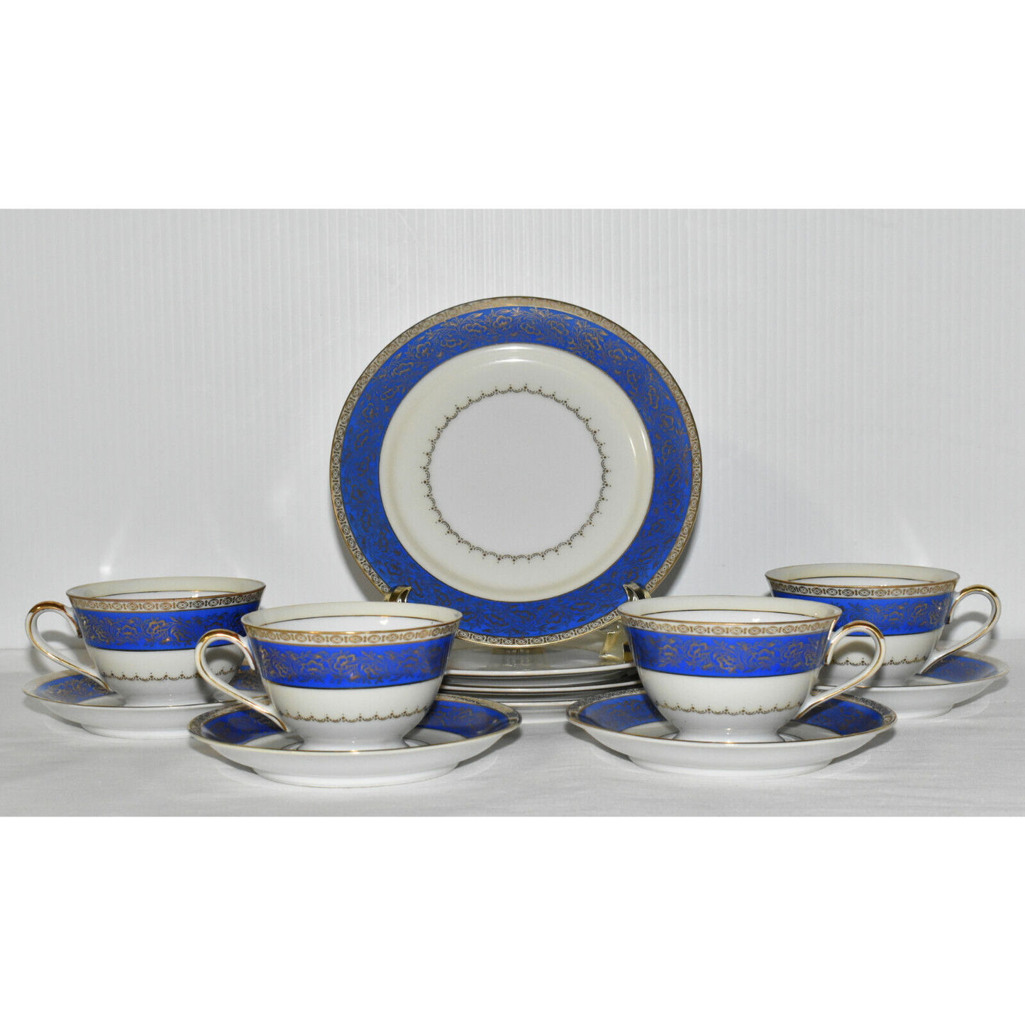 Rare Antique Porcelain Plates Teacups & Saucers 12pc Set Marked "Pretty China"