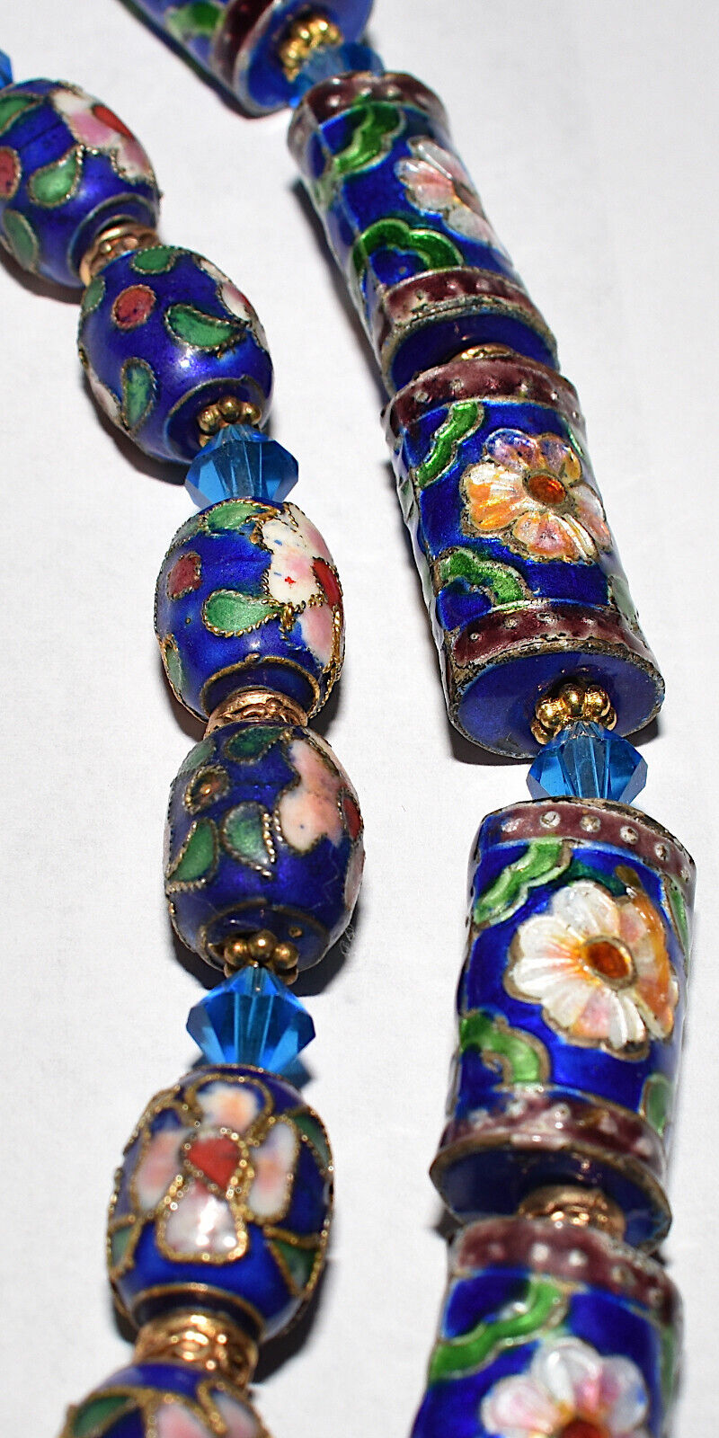 Vintage Murano Blue Venetian Glass 3pc Floral Necklace Set w Bracelet & Earrings