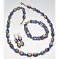 Vintage Murano Blue Venetian Glass 3pc Floral Necklace Set w Bracelet & Earrings