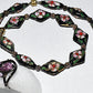 Vintage Murano Venetian Glass Bead 3pc Floral Necklace Set Black Green Pink Gold