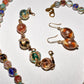 Vintage Murano Gold Foil Venetian Glass Necklace Set w 14K Gold Bracelet 3pcs