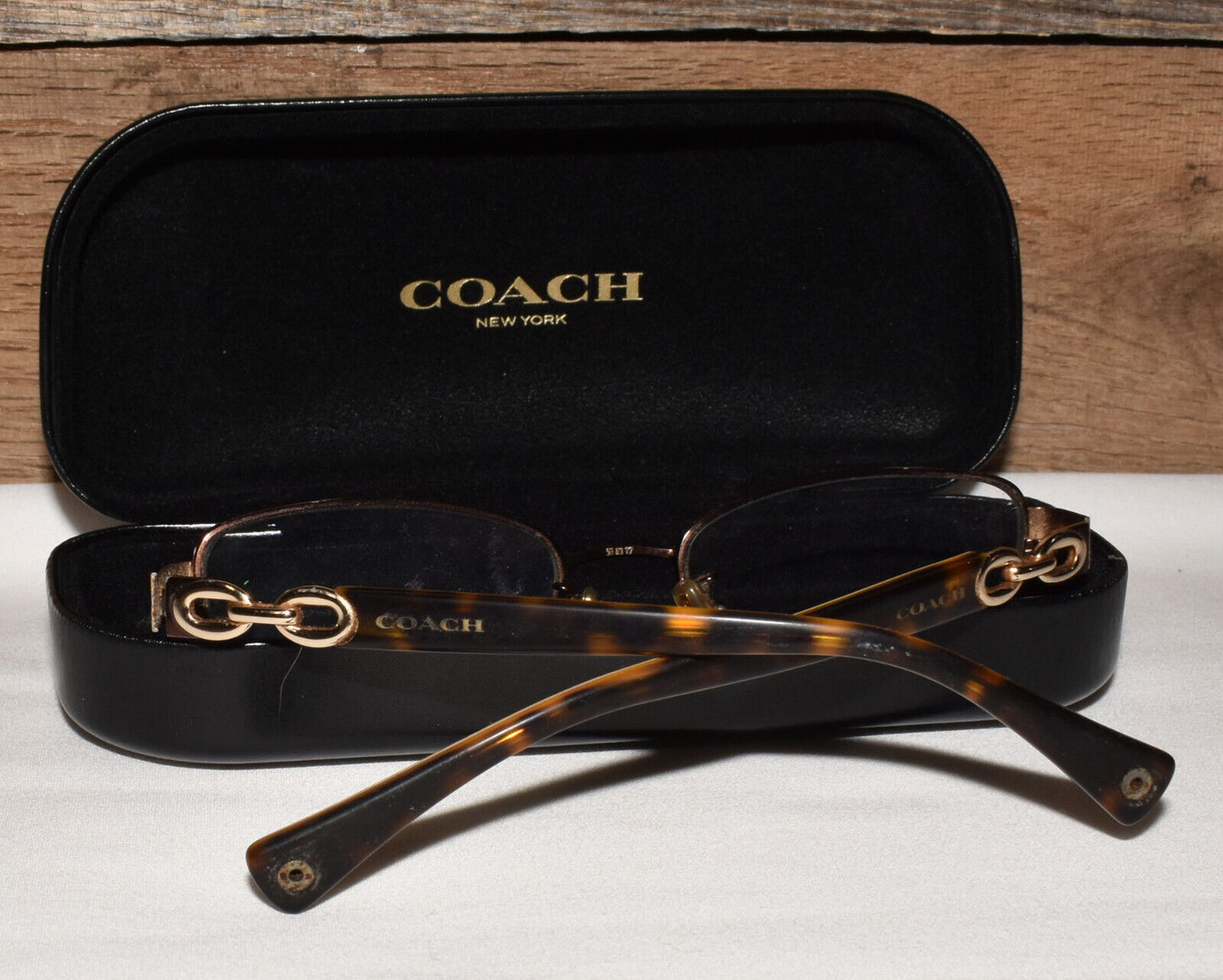 Coach Logo Eyeglass Frames Case #9187 Satin Brown/Dark Tortoise Gold 51-17-135