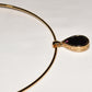 Vintage Givenchy Bijoux Paris Gold Collar Necklace w Purple Teardrop Stone / Pendant