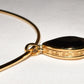 Vintage Givenchy Bijoux Paris Gold Collar Necklace w Black Teardrop Stone / Pendant