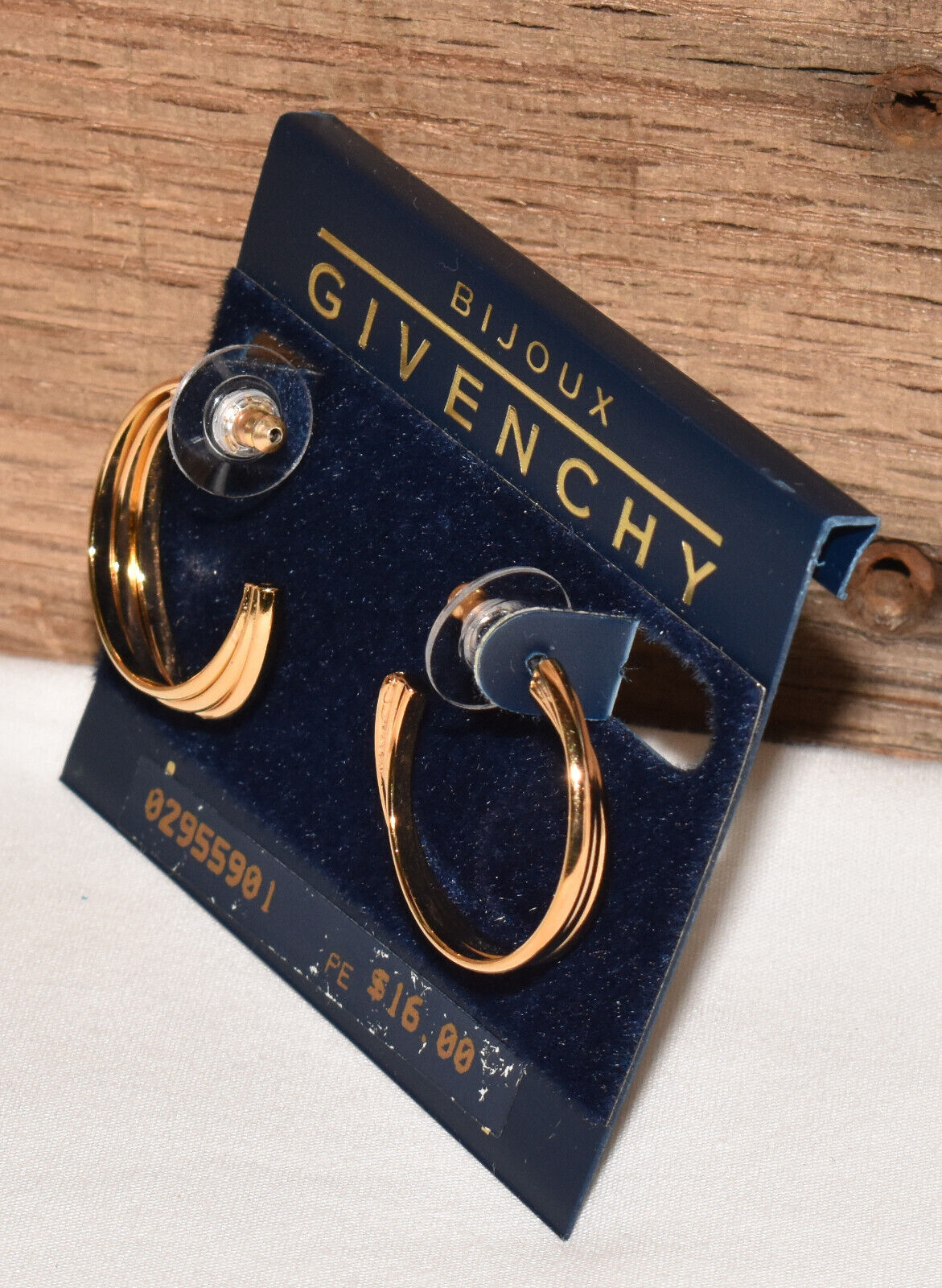 Vintage Givenchy Bijoux Paris Gold Half-Hoop Earrings 1.5" Pierced Earrings New Old Stock