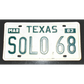 Vintage Personalized License Plate Texas SOLO68 Single 1983