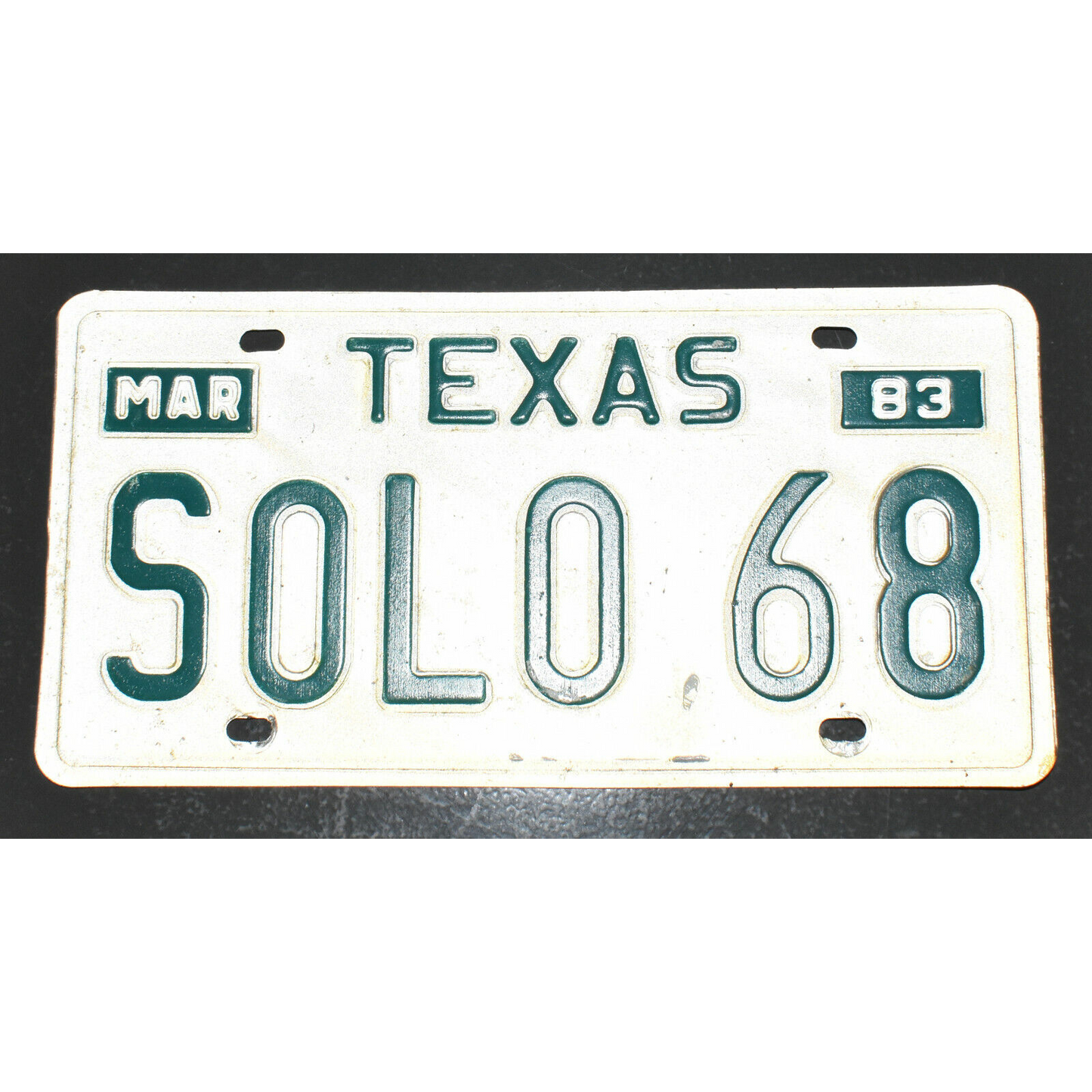 Vintage Personalized License Plate Texas SOLO68 Single 1983