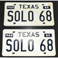 Vintage Personalized License Plates Texas SOLO68 Pair 1985