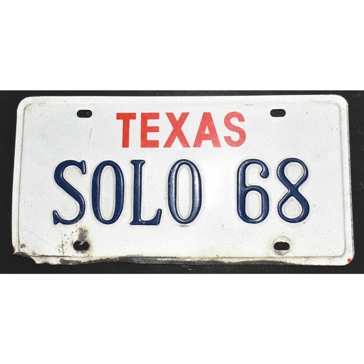 Vintage Personalized License Plate Texas SOLO68 Single 1990's