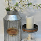 Galvanized Metal Flower Bucket w Galvanized Metal Candle Pan 2pc Paired Set New