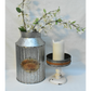 Galvanized Metal Flower Bucket w Galvanized Metal Candle Pan 2pc Paired Set New