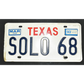 Vintage Personalized License Plate Texas SOLO68 Single 1993