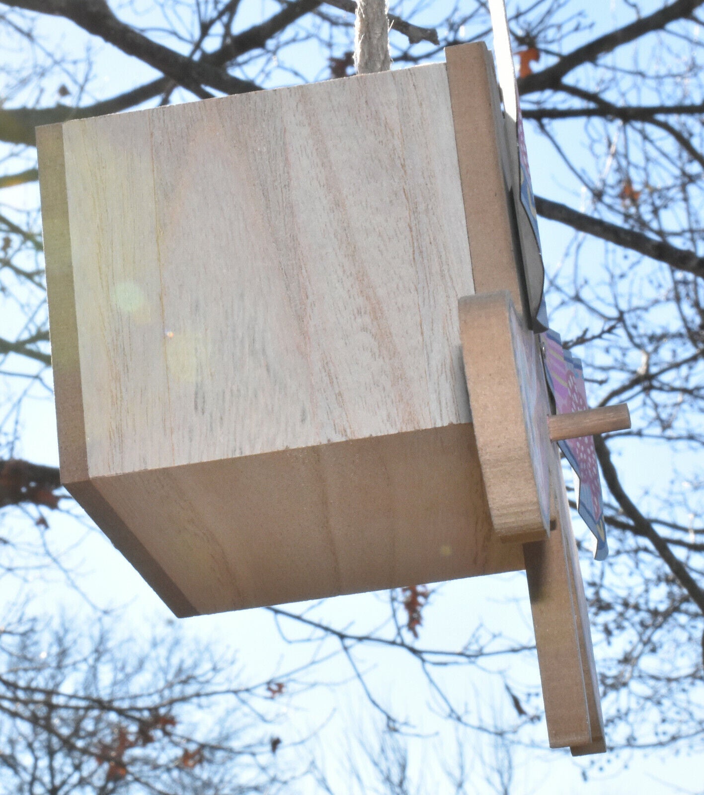 Wood & Galvanized Metal Birdhouse Handpainted Dragonfly Hanging Birdhouse New