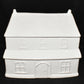 White Cottage Stoneware Cookie Jar Canister w Matching Cookie Plate Platter New