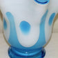 Vintage Cased Glass Handkerchief Vase Blue White Hand Blown Glass Mid Century