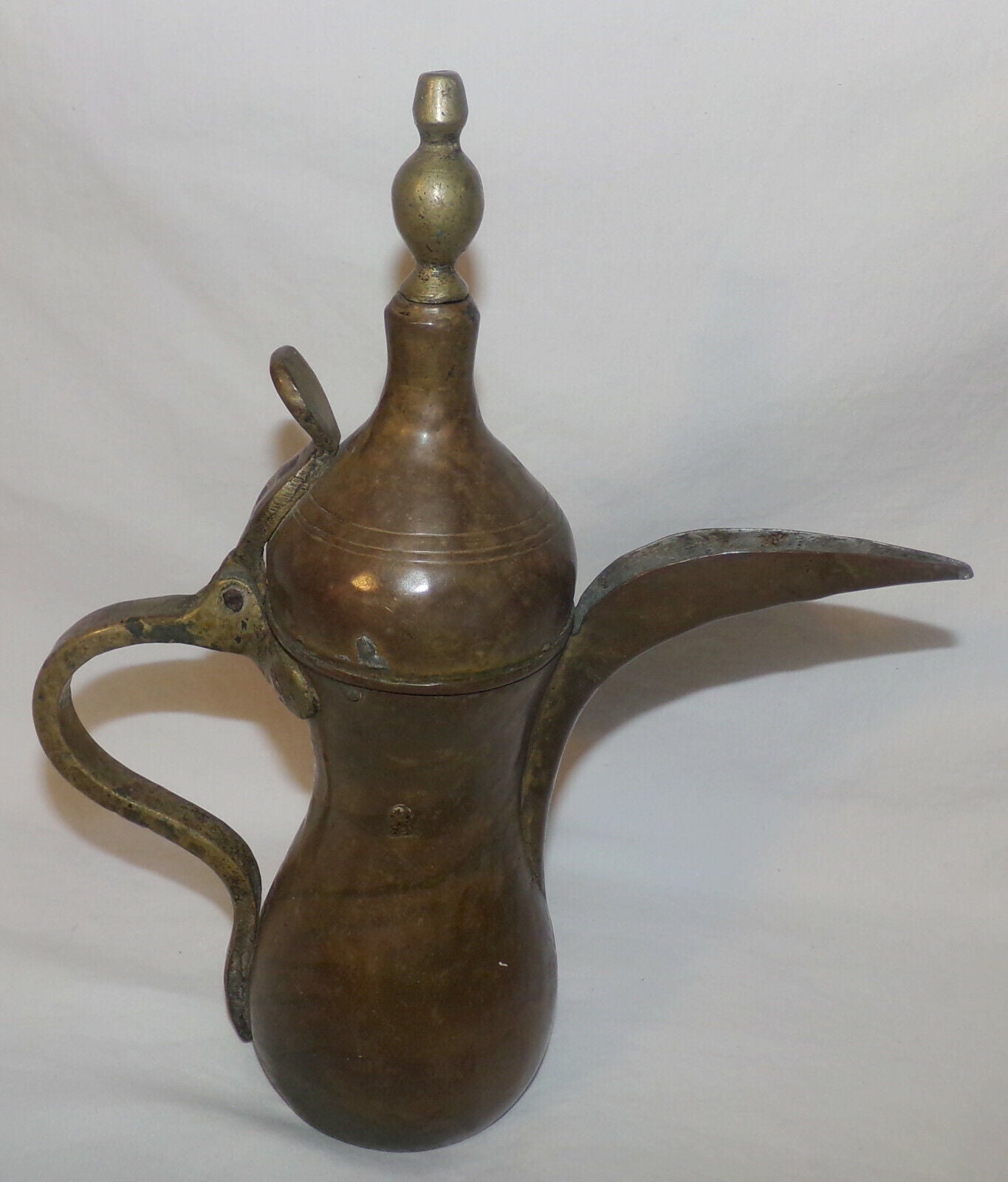 Antique Islamic Coffee Pot Dallah Middle Eastern Arabic Brass Hand Forged Pot