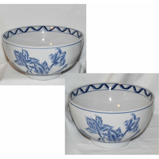 Pr Vintage 10" Serving Bowls Blue White Tradition Bleu Romancing Provence France