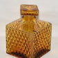 Amber Depression Glass Decanter Square Glass Lidded Decanter w Diamond Pattern