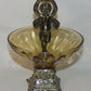 Vintage Brass & Amber Glass Cherub Compote Votive Candle Holder Two Tier Bowl