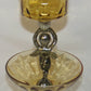 Vintage Brass & Amber Glass Cherub Compote Votive Candle Holder Two Tier Bowl