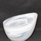 Pair Vintage Art Glass Bowls White Swirl Angle Bowl Decorative 7" Angled Glass Bowls