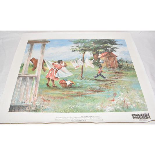 African American Painting The Sprint Genuine Lithograph on Canvas Realism Art