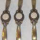 6pc Vintage Set 5" Brass Drawer Pulls Double Screw Holes Gold & Cream Beaded Detail