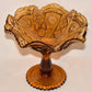 Vintage Imperial Glass Large Amber Compote Pedestal Bowl Display Centerpiece