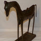 Antique Folk Art Horse Statue w Bridle Saddle Natural Aged Patina Steel Metal