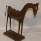 Antique Folk Art Horse Statue w Bridle Saddle Natural Aged Patina Steel Metal